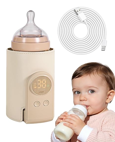 Portable Bottle Warmer for Travel – Heats The Bottle Directly—No Pouring, Fast Heating Baby Bottle Warmer on The Go, 6 Temp Settings & Auto Keep-Warm,Fits 2.5-3.3in Bottles (6000mAh)
