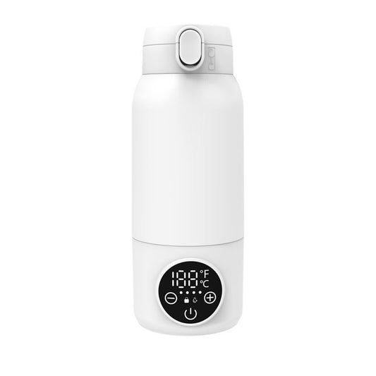Bottle Warmer for Travel - 17oz Bottle Warmer with 2-Min Heating, Precise Temp Control (98°F-158°F) & IPX6 Waterproof Design | Milk Warmer, Bottle Warmer On-The-Go for Car, Outdoor (White)